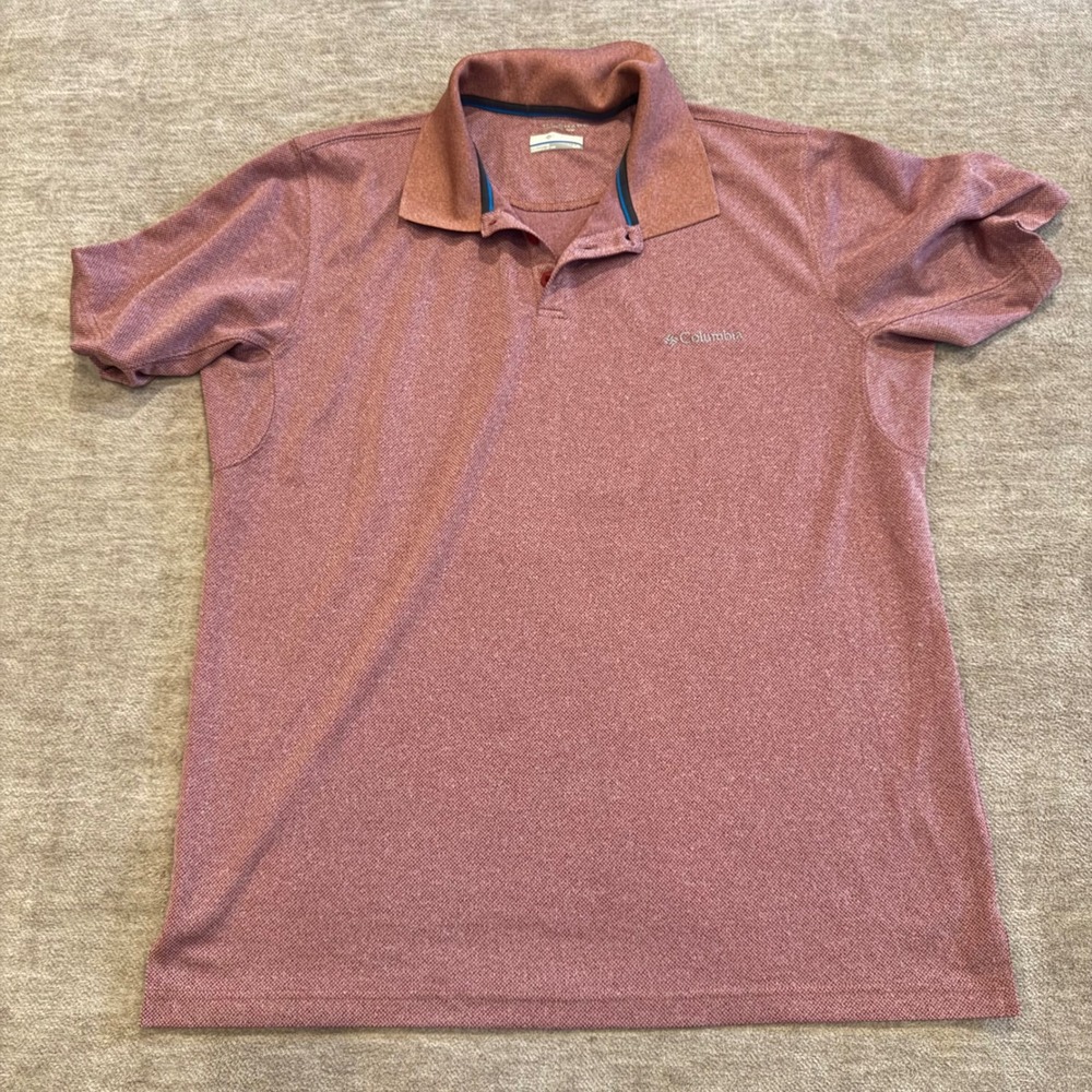 Columbia Mens Golf Polo Shirt Red Heather Omni Shade Sun Protection Large L‎